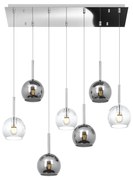 Lampadario Contemporaneo Future Metallo Cromo Vetro Trasp-Cromo 7 Luci E27