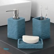 Accessori D'Appoggio "Sabbia" Set 4 Pezzi Effetto Pietra Finitura Blu Pastello