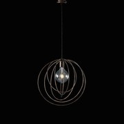 Sospensione Minimal 1 Luce Cerchi Ferro Laccato Nero e Rame Serie Round