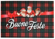 Zerbino ingresso buone feste Babbo Natale scozzese cm 70x40