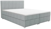 Set completo boxspring Testata + Rete a doghe + Materasso + topper 180 x 200 cm Tessuto Grigio - ONAN di YSMÉE