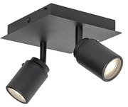 Faretto da bagno moderno nero quadrato 2 luci IP44 - Ducha