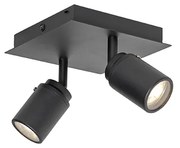 Faretto da bagno moderno quadrato nero 2 luci IP44 - Ducha