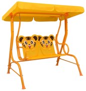 Dondolo A Panchina Per Bambini Giallo 115x75x110 Cm İn Tessuto /