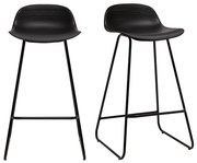 Set di 2 sgabelli da bar sedile nero base nero ELLA