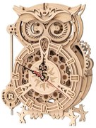 RoboTime - Orologio meccanico 3D in legno con gufo 1xAA
