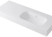 Lavabo integrale a destra rettangolare L 120.5 x H 15 x P 46 cm in resina bianco