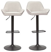 Sgabelli da bar regolabili in tessuto beige e metallo nero (set di 2) RONNIE