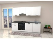 Cucina Lineare 240 Cm Bianca Con Top Antracite Mod. Gourmet