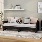 Dormeuse Estraibile Nera İn Legno Massello Di Pino 2x(80x200)cm /