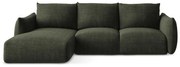 Divano angolare verde allungabile (con penisola a sinistra/con chaise lounge) Leila – Makamii