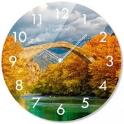 Orologio rotondo in vetro con motivo autunnale, 30 cm