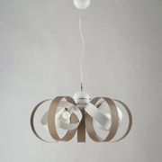 Lampadario Moderno 5 Luci Cerchi Ferro Bianco e Tortora Serie Bolla