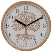 Orologio da Parete Albero Bianco Naturale Legno Cristallo 22 x 22 x 4,5 cm