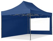 TOOLPORT 3x4,5m gazebo pieghevole con laterali (finestre panoramiche), PREMIUM acciaio, blu scuro - (600045)