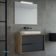 Mobile Bagno Sospeso "Iside 2" Da 80 cm Composto Da Due Cassetti Finitura Noce/Grafite Opaco