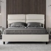 Letto contenitore imbottito 160x200 similpelle bianco Nandy