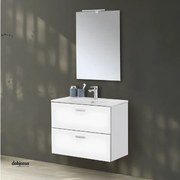 Mobile Bagno Sospeso "Greta" Da 80 Cm Composto Da Due Cassetti Finitura Bianco Lucido