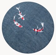 Tappeto rotondo jacquard a tessitura piatta Koi