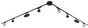 Sistema di illuminazione su binario con 6 faretti e 2 plafoniere nere monofase - Magnetic Lance Puk