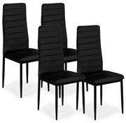 Set di 4 eleganti sedie in velluto nero