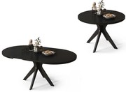 RENZO Nero – TAVOLO ROTONDO Ø110 ESTENSIBILE FINO A 180 cm | PER CUCINA, SALA DA PRANZO, SOGGIORNO STILE RETRO