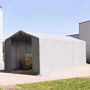 TOOLPORT 4x10 m tendostruttura, altezza 3,0m porta a cerniera, PVC 850, grigio, senza statica - (79874)