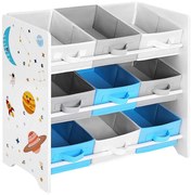Portaoggetti per bambini con scatole in tessuto ANET blu/bianco