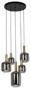 Lampada a sospensione nera con vetro oro e fumé incl. 5 PUCC - Zuzanna
