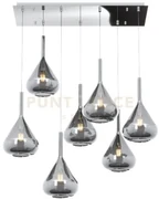 Sospensione cromo 7 luci rettangolare vetri fume 1177cr-s7 r-fu