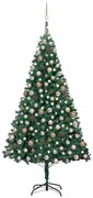 Albero di Natale Preilluminato con Palline Verde, Albero di Natale Preilluminato con Palline Verde 240 cm PVC