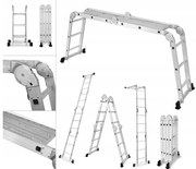 Scala multifunzionale in alluminio 4 x 3 gradini - 125 kg + piattaforma