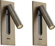 Set di 2 lampade da parete moderne bronzo scuro incl. LED - Plaza