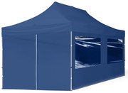 TOOLPORT 3x6m gazebo pieghevole con laterali (finestre panoramiche), ECONOMY alluminio, blu scuro - (59020)