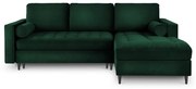 Divano letto angolare in velluto verde, angolo destro Santo - Milo Casa