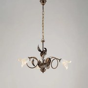 Lampadario in ferro laccato marrone con decorazione oro ducale e ve...