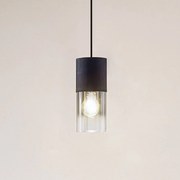 Lindby lampada a sospensione Svante, 1 anta, nera, vetro, Ø 10 cm