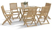 Set Da Pranzo Da Giardino 7 Pz İn Legno Massello Di Acacia /