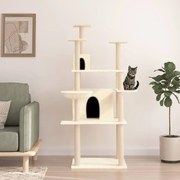 Albero per gatti con tiragraffi in sisal crema 166 cm