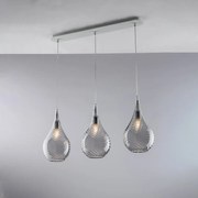 Lampadario Binario Moderno Pluvia Grigio Fumè 3 Luci E27