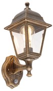 Lampada da parete antica oro IP44 con rilevatore di movimento - Capital