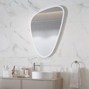 Kamalu - specchio bagno led 65x100 cm forma a goccia cornice bianca | kam-el6500b