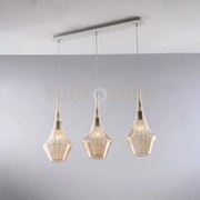 Binario in ferro con vetri ambra pyrex 3 luci zeus