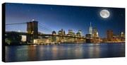 Stampa su tela Vista New York di notte, bianco e nero 140 x 70 cm