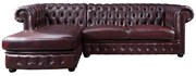 Divano angolare chesterfield  100% pelle di bufalo Cherry Angolo a sinistra - BRENTON