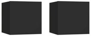 Comodini neri 2 pz 30,5x30x30 cm in truciolato