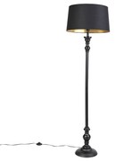 Lampada da terra paralume cotone nero oro 45 cm - CLASSICO