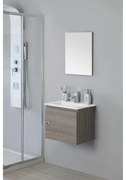 Mobile Bagno Sospeso 50 Cm Un'Anta Specchio Su Pannello 40x50 Cm Feridras "Si 50" Rovere Scuro