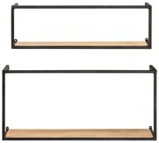 Set di 2 mensole in pino con struttura in metallo nero Pezzi, lunghezza 55 cm Geo - Wenko