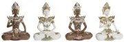 Statua Decorativa DKD Home Decor 20,5 x 10,5 x 28,5 cm Marrone Buddha Bianco Orientale (4 Pezzi)